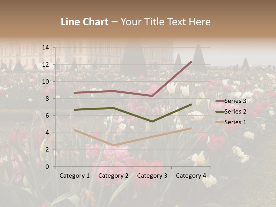 A Field Of Flowers With A Building In The Background PowerPoint Template