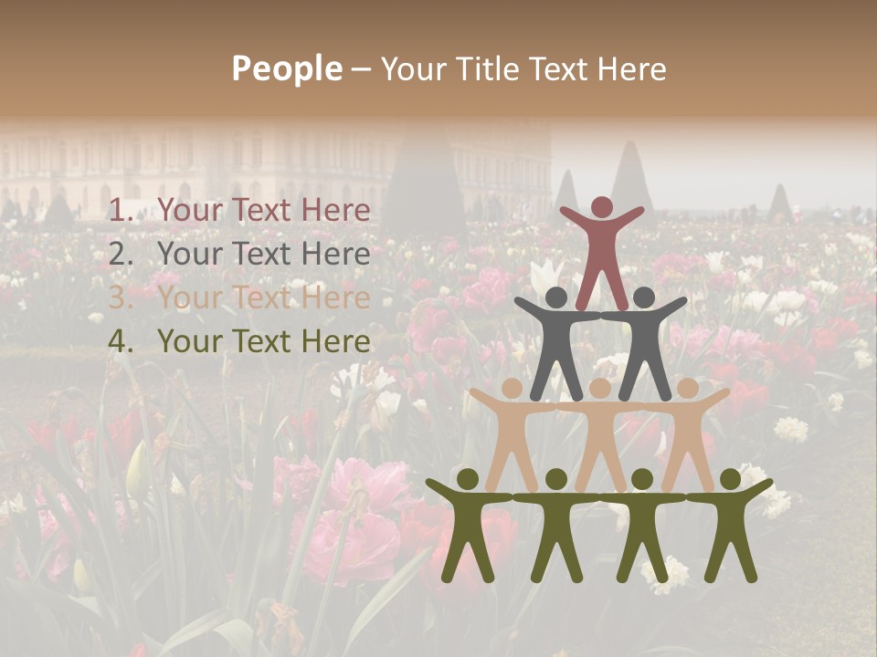 A Field Of Flowers With A Building In The Background PowerPoint Template
