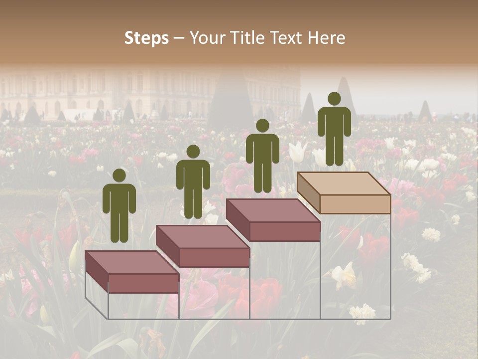 A Field Of Flowers With A Building In The Background PowerPoint Template