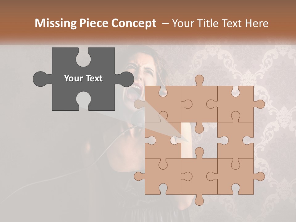 A Woman Talking On A Telephone With Her Mouth Open PowerPoint Template