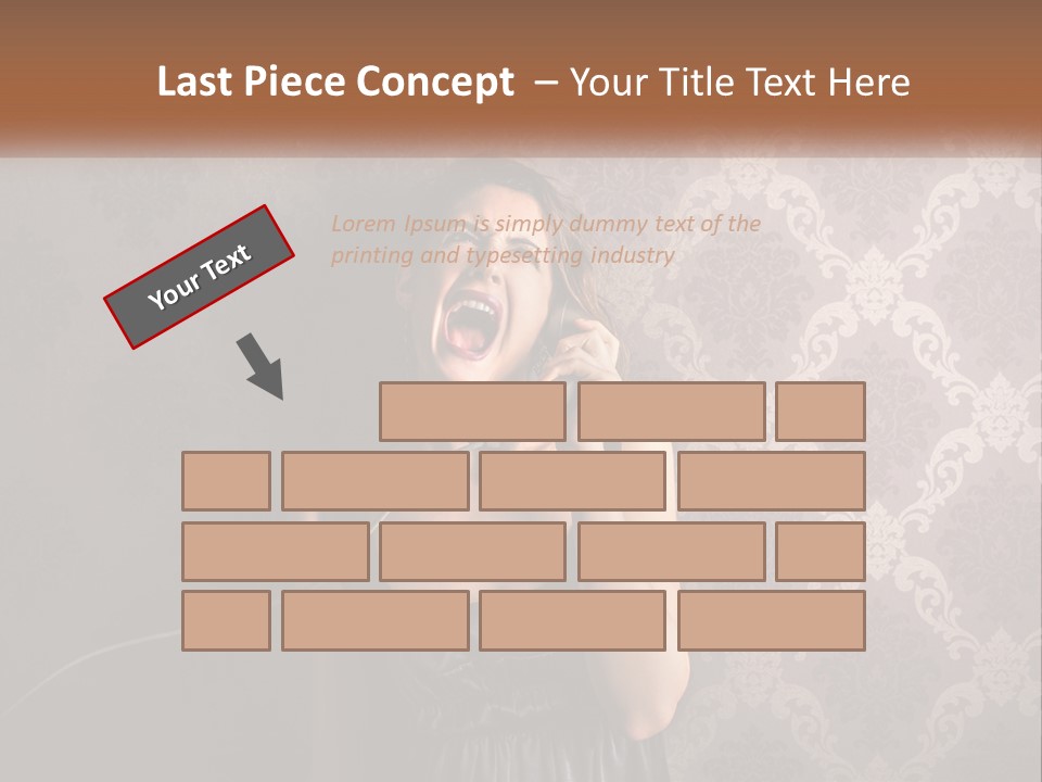A Woman Talking On A Telephone With Her Mouth Open PowerPoint Template