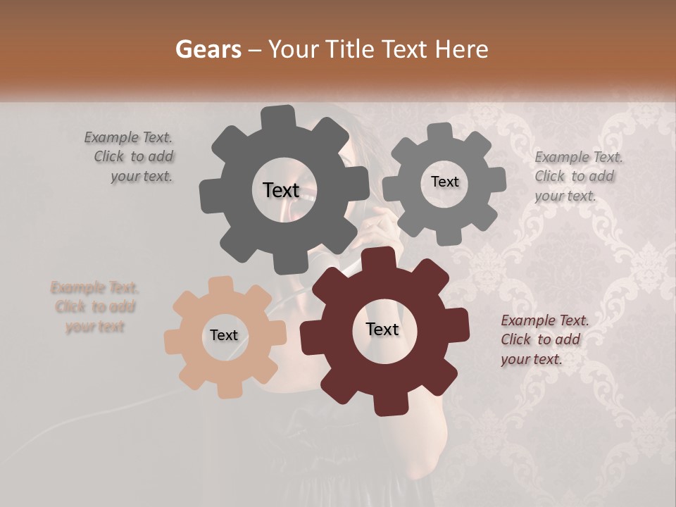 A Woman Talking On A Telephone With Her Mouth Open PowerPoint Template