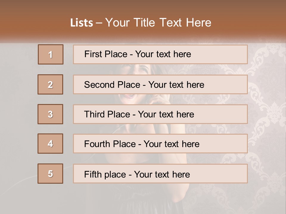 A Woman Talking On A Telephone With Her Mouth Open PowerPoint Template
