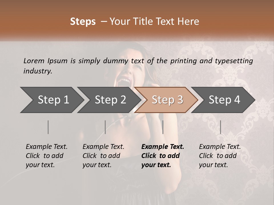 A Woman Talking On A Telephone With Her Mouth Open PowerPoint Template