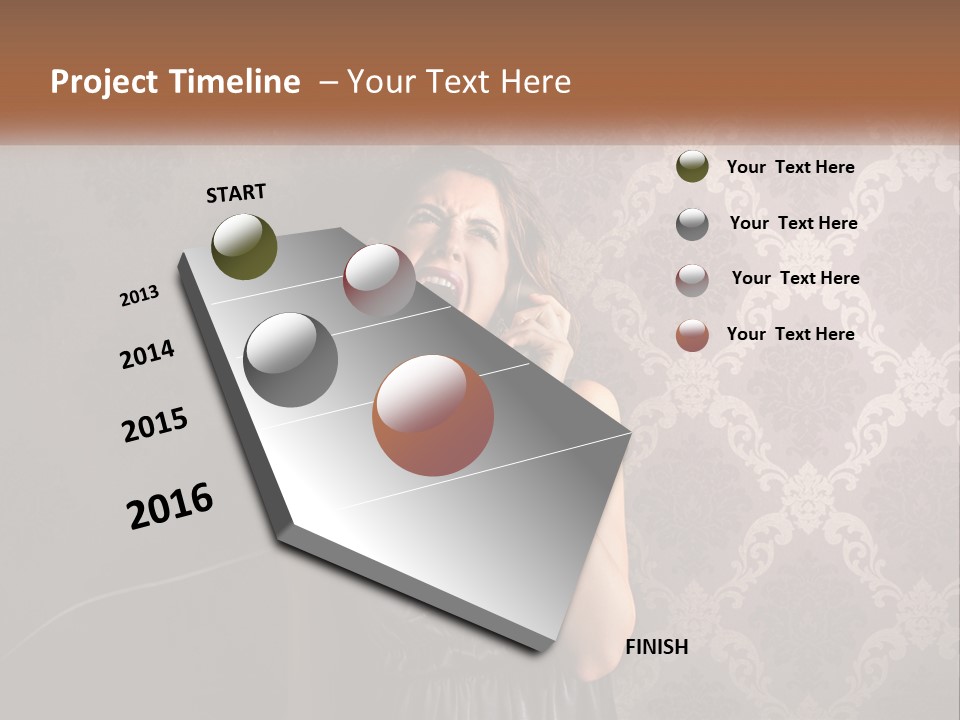 A Woman Talking On A Telephone With Her Mouth Open PowerPoint Template