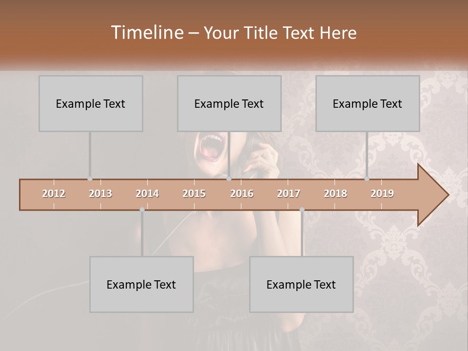 A Woman Talking On A Telephone With Her Mouth Open PowerPoint Template