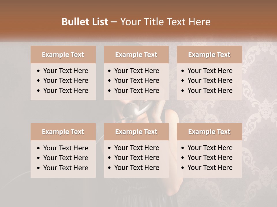 A Woman Talking On A Telephone With Her Mouth Open PowerPoint Template