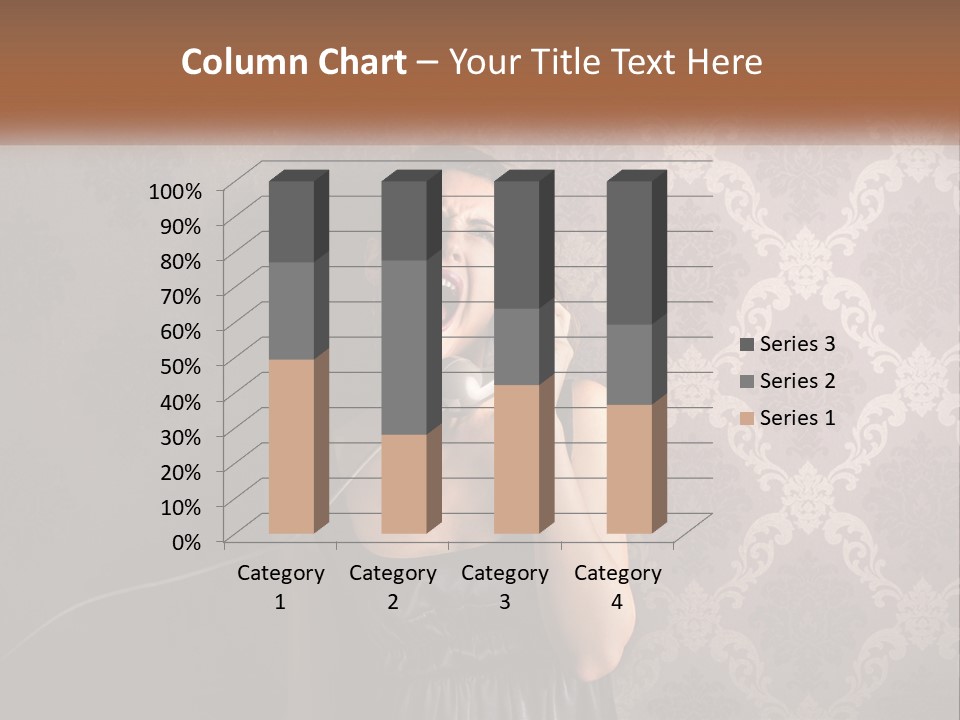 A Woman Talking On A Telephone With Her Mouth Open PowerPoint Template
