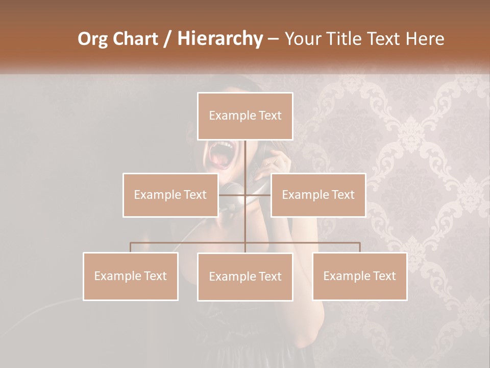 A Woman Talking On A Telephone With Her Mouth Open PowerPoint Template