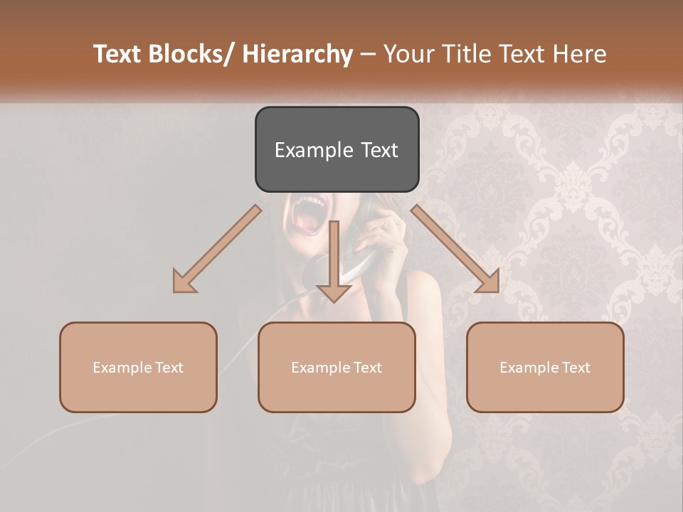 A Woman Talking On A Telephone With Her Mouth Open PowerPoint Template