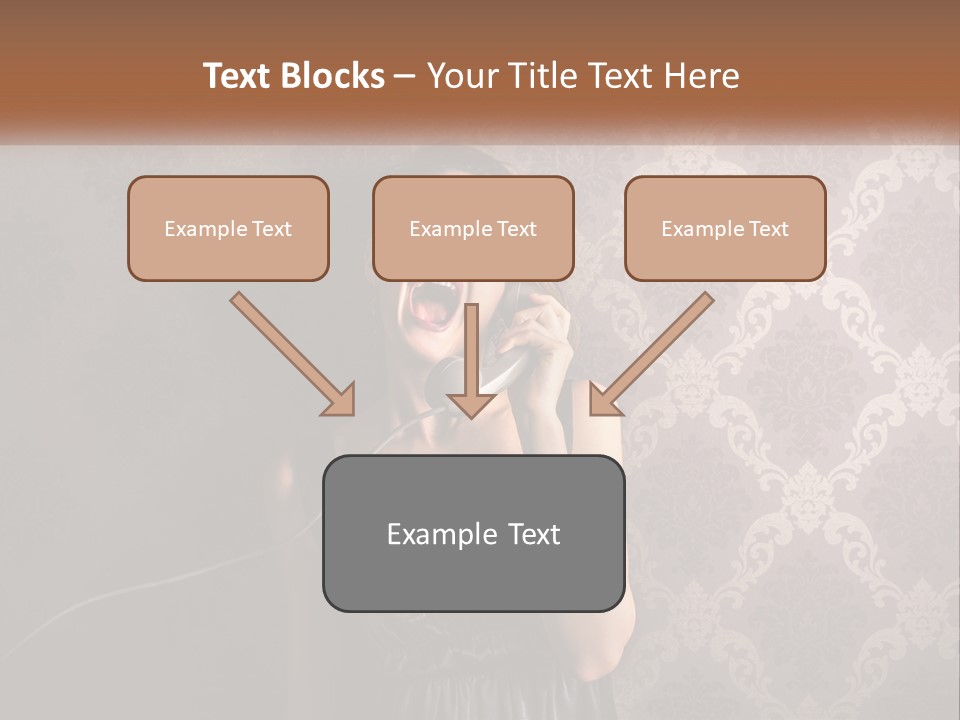 A Woman Talking On A Telephone With Her Mouth Open PowerPoint Template