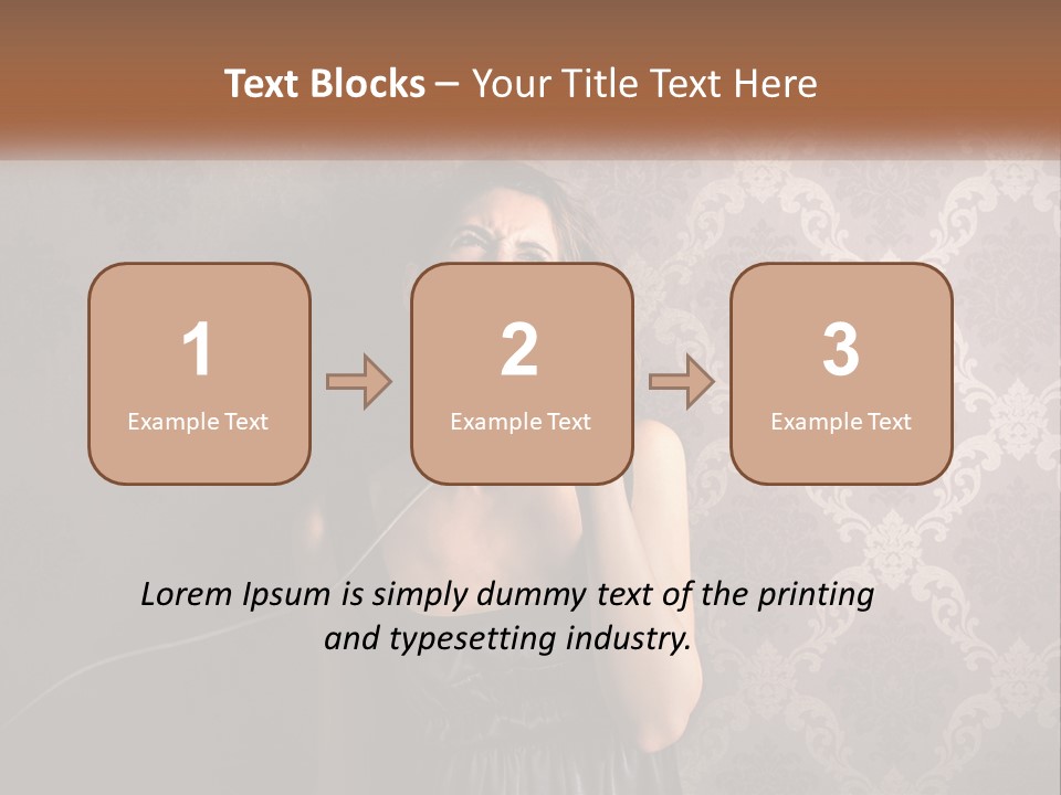 A Woman Talking On A Telephone With Her Mouth Open PowerPoint Template