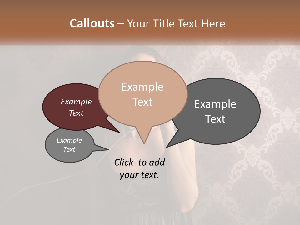 A Woman Talking On A Telephone With Her Mouth Open PowerPoint Template