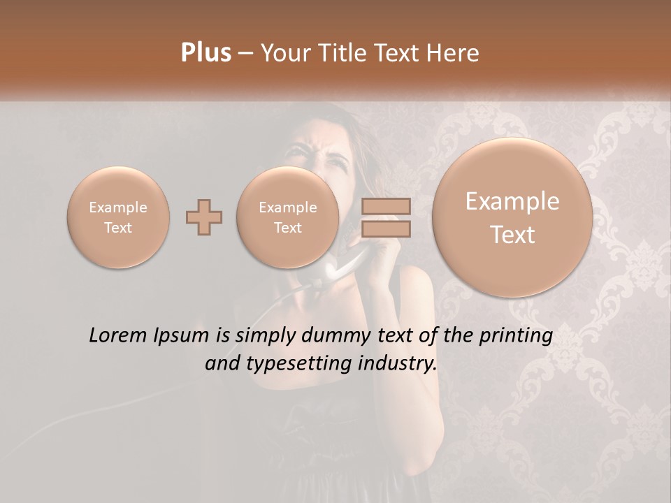 A Woman Talking On A Telephone With Her Mouth Open PowerPoint Template