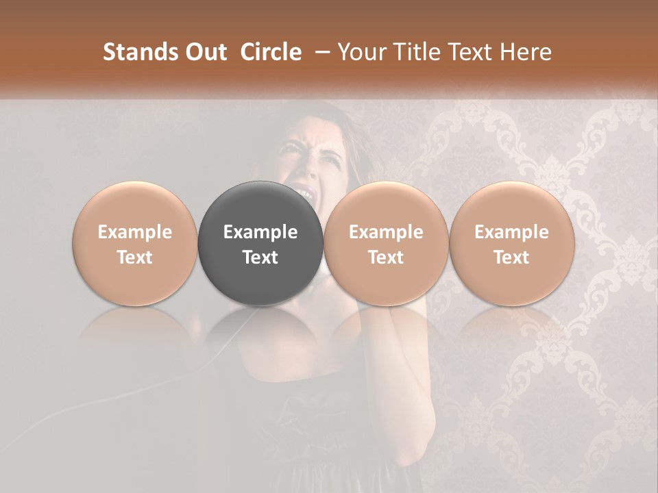 A Woman Talking On A Telephone With Her Mouth Open PowerPoint Template