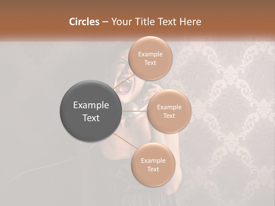 A Woman Talking On A Telephone With Her Mouth Open PowerPoint Template