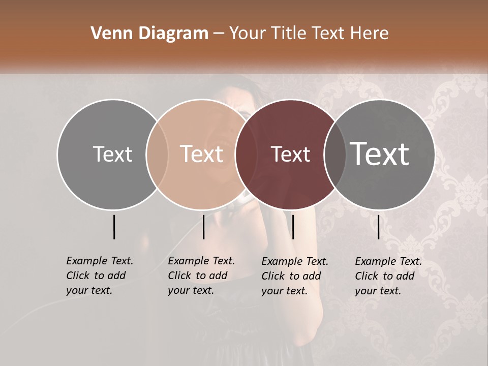 A Woman Talking On A Telephone With Her Mouth Open PowerPoint Template