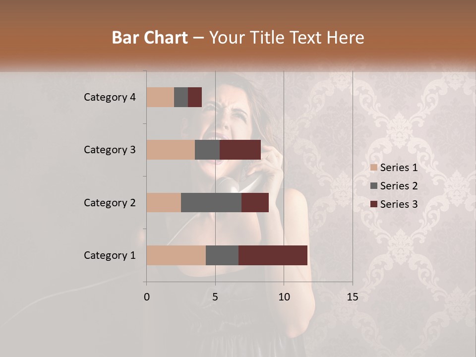 A Woman Talking On A Telephone With Her Mouth Open PowerPoint Template