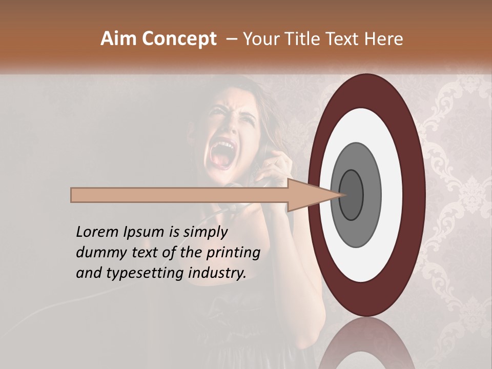 A Woman Talking On A Telephone With Her Mouth Open PowerPoint Template