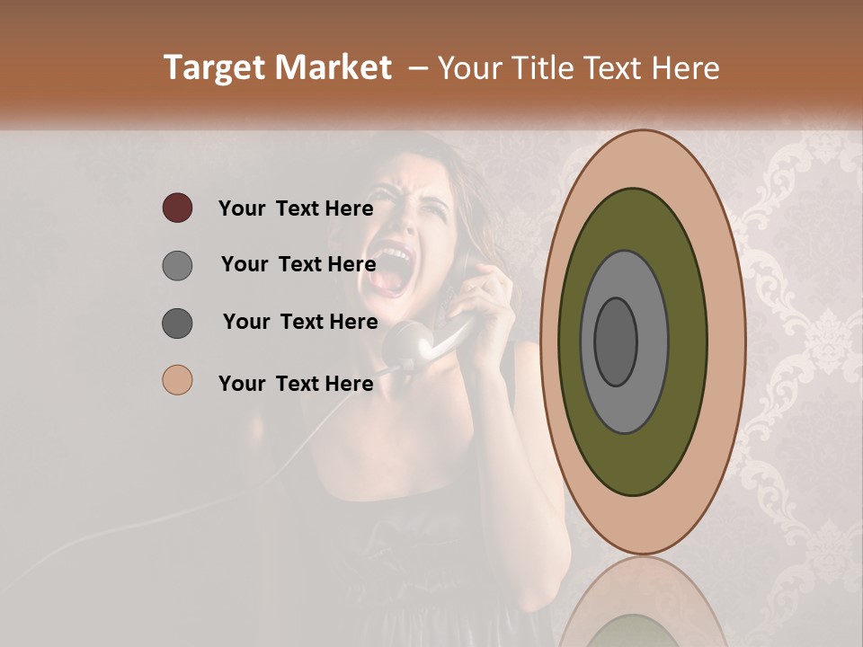 A Woman Talking On A Telephone With Her Mouth Open PowerPoint Template