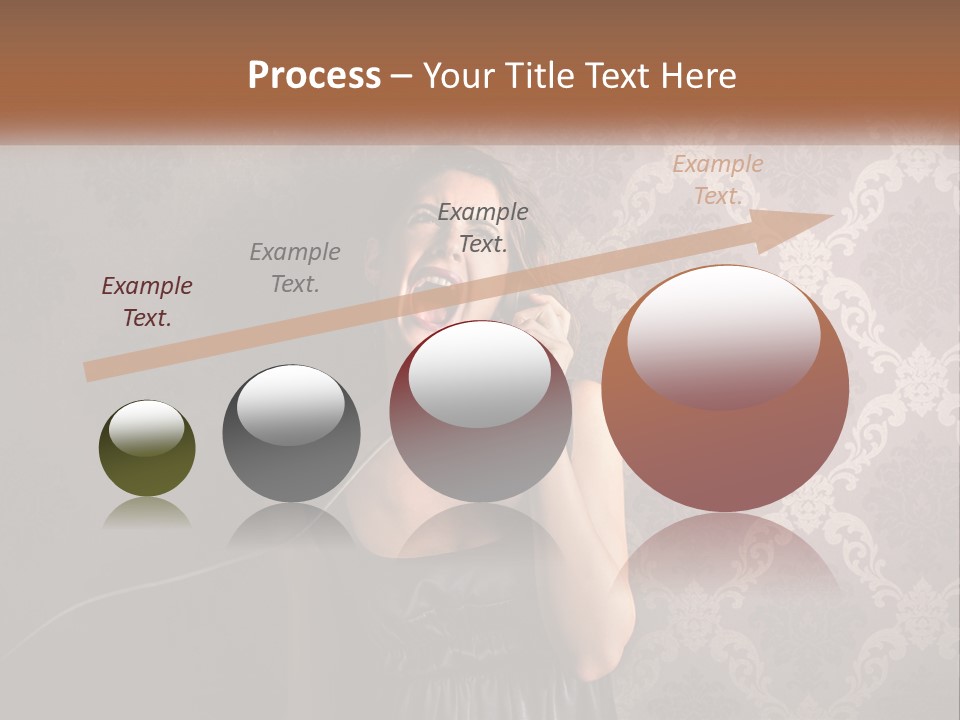 A Woman Talking On A Telephone With Her Mouth Open PowerPoint Template