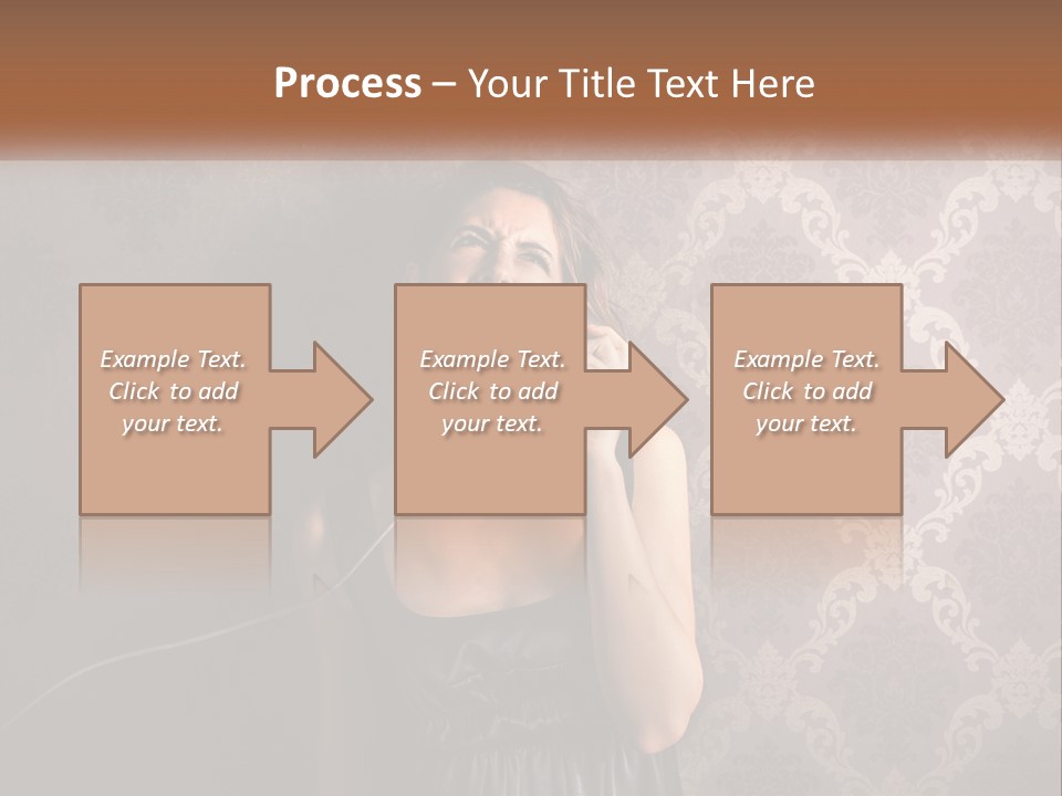 A Woman Talking On A Telephone With Her Mouth Open PowerPoint Template