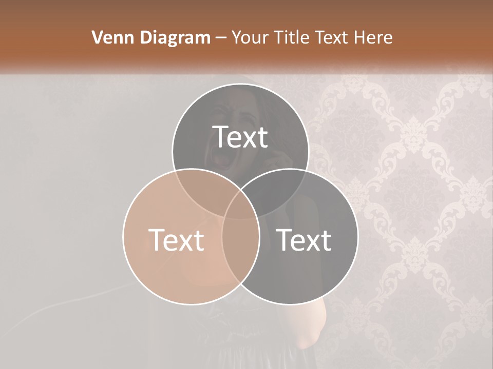 A Woman Talking On A Telephone With Her Mouth Open PowerPoint Template