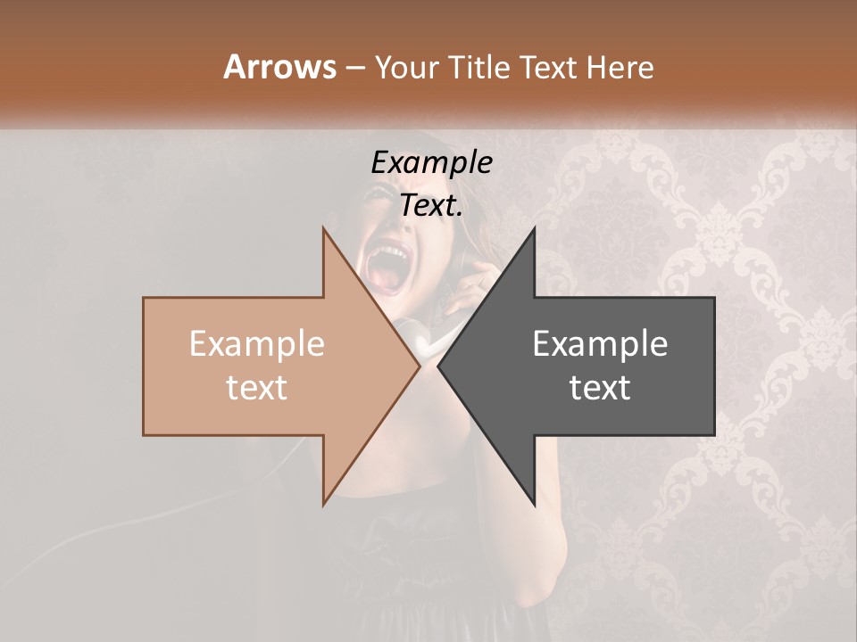 A Woman Talking On A Telephone With Her Mouth Open PowerPoint Template