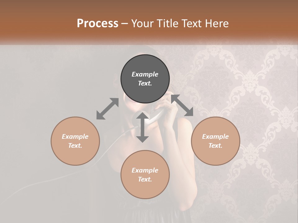 A Woman Talking On A Telephone With Her Mouth Open PowerPoint Template