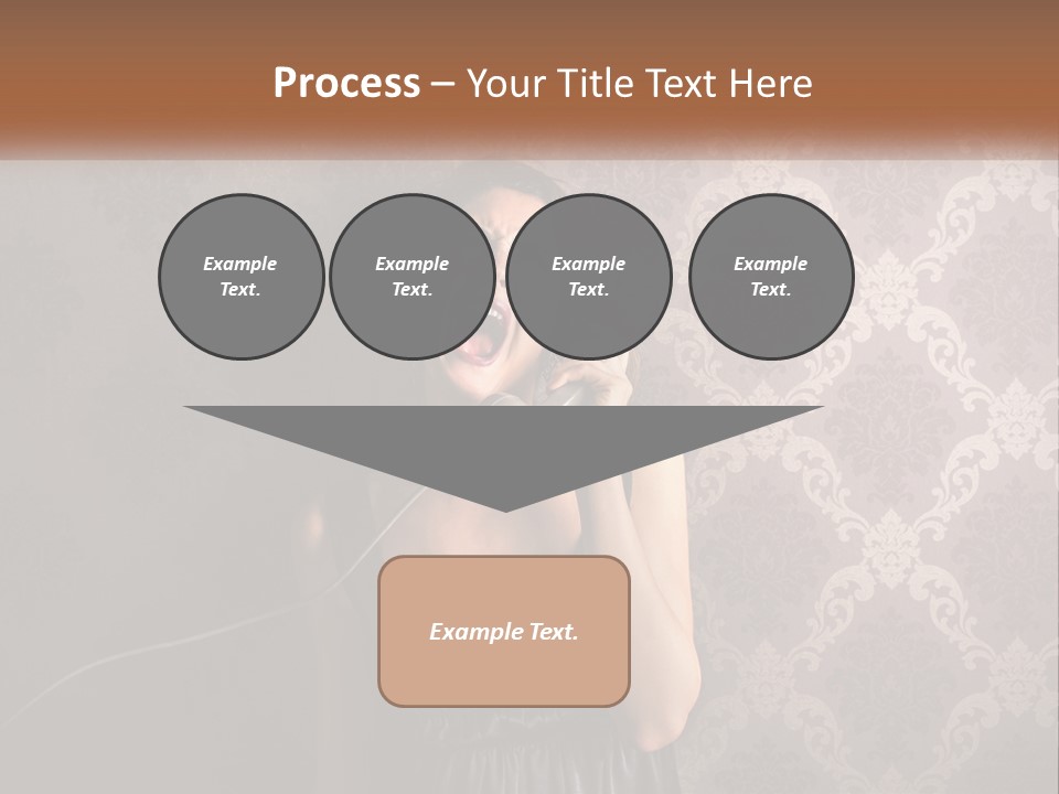 A Woman Talking On A Telephone With Her Mouth Open PowerPoint Template