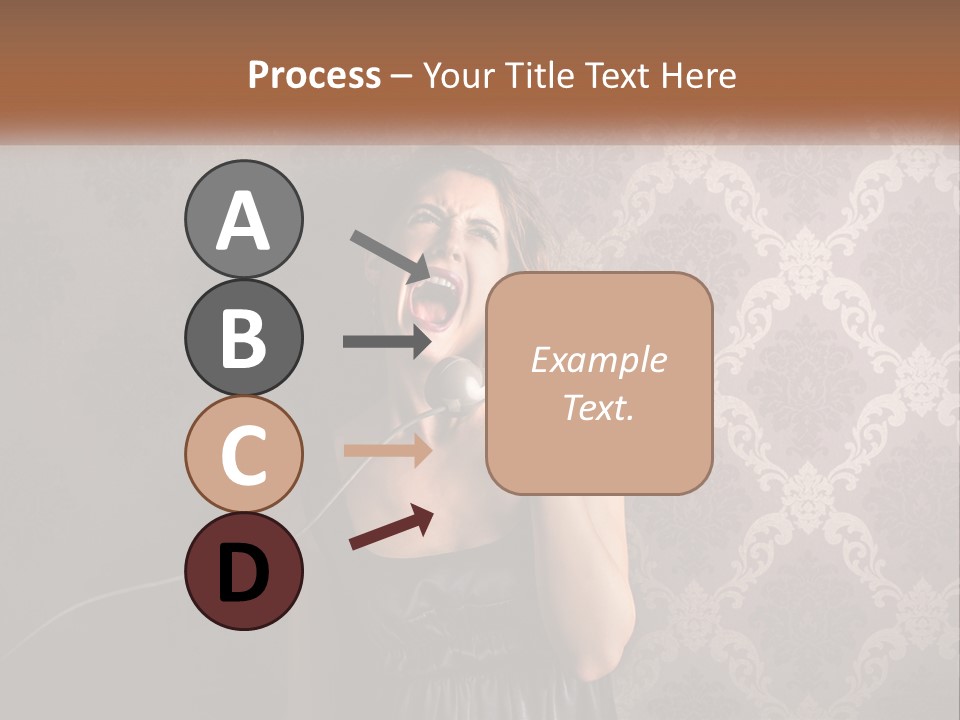 A Woman Talking On A Telephone With Her Mouth Open PowerPoint Template