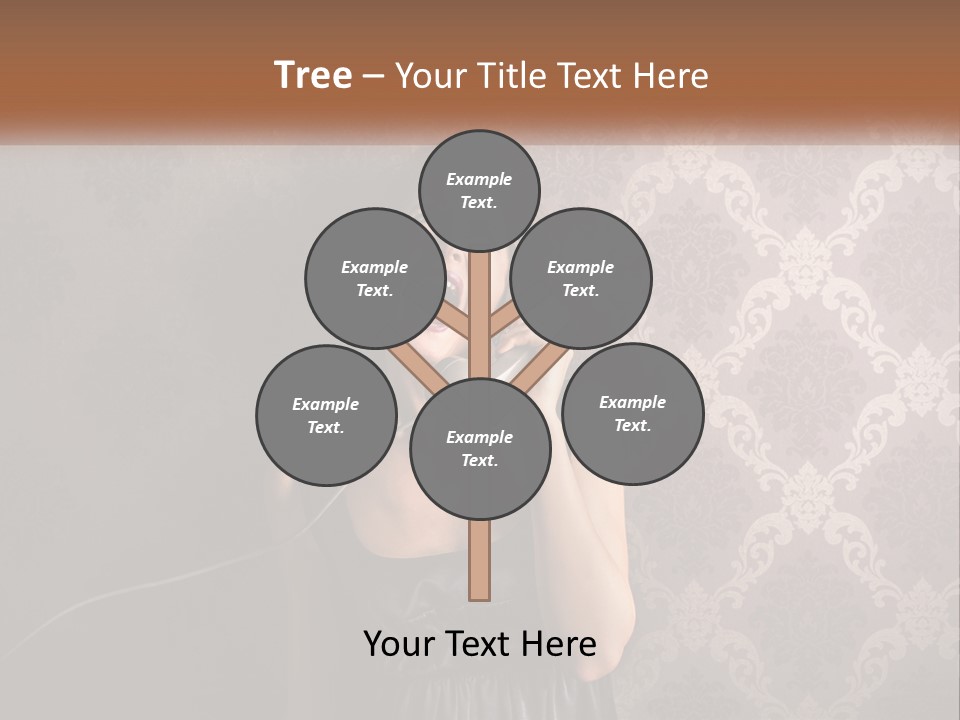 A Woman Talking On A Telephone With Her Mouth Open PowerPoint Template