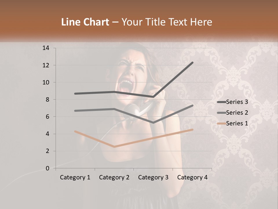 A Woman Talking On A Telephone With Her Mouth Open PowerPoint Template
