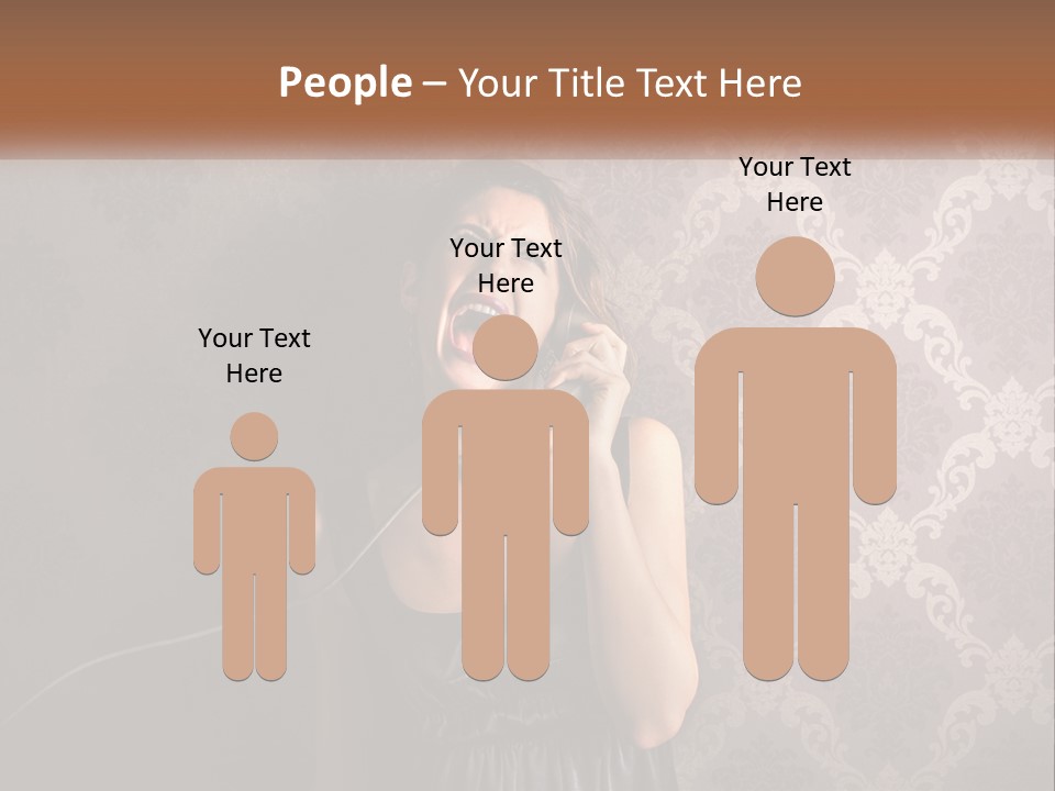 A Woman Talking On A Telephone With Her Mouth Open PowerPoint Template