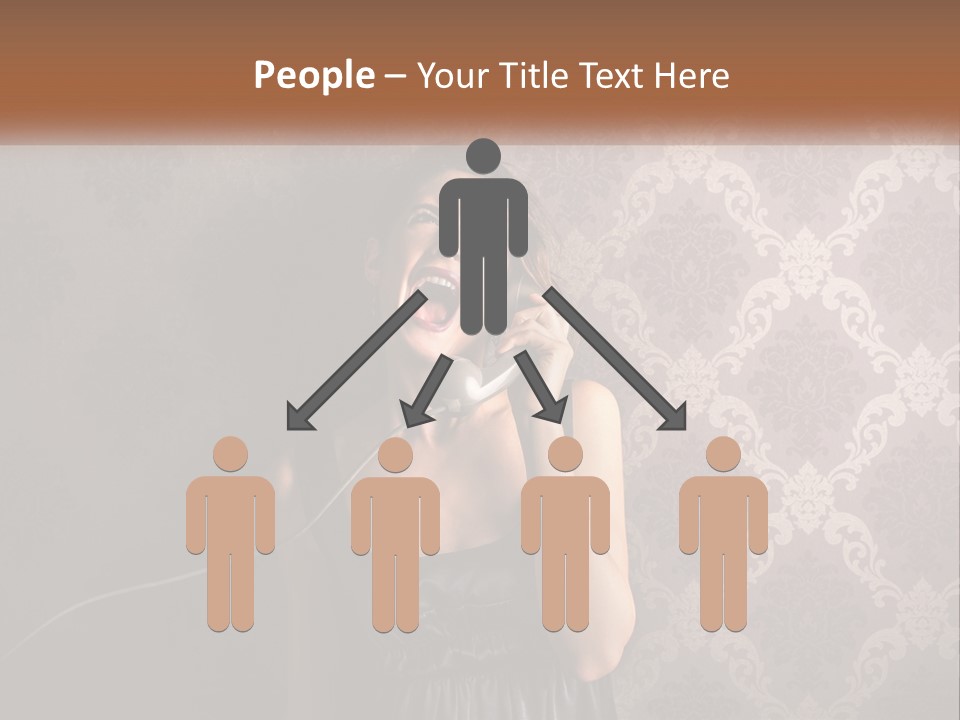 A Woman Talking On A Telephone With Her Mouth Open PowerPoint Template