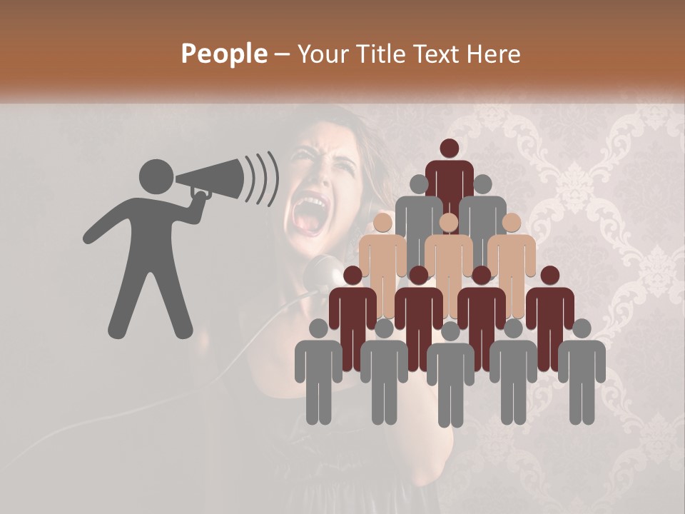 A Woman Talking On A Telephone With Her Mouth Open PowerPoint Template