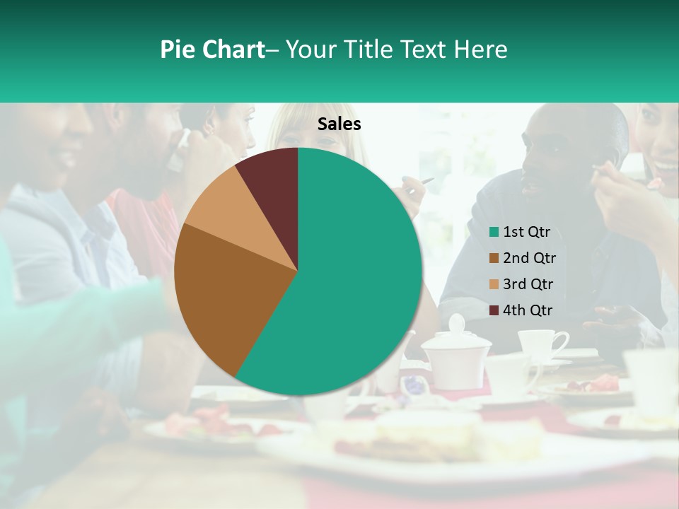 A Group Of People Sitting Around A Table Eating Food PowerPoint Template