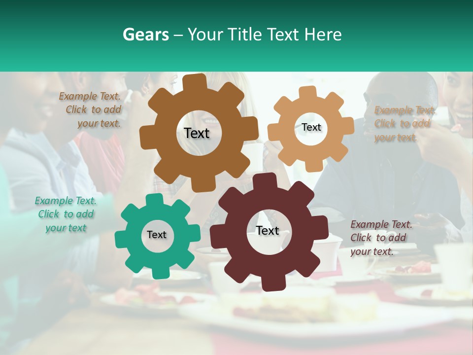 A Group Of People Sitting Around A Table Eating Food PowerPoint Template