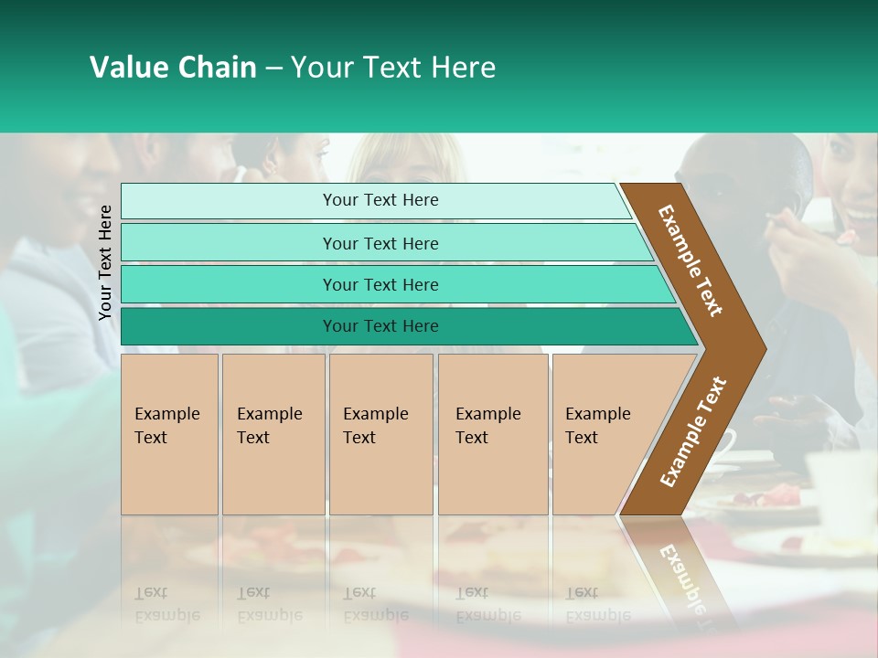 A Group Of People Sitting Around A Table Eating Food PowerPoint Template