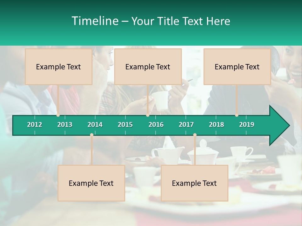 A Group Of People Sitting Around A Table Eating Food PowerPoint Template