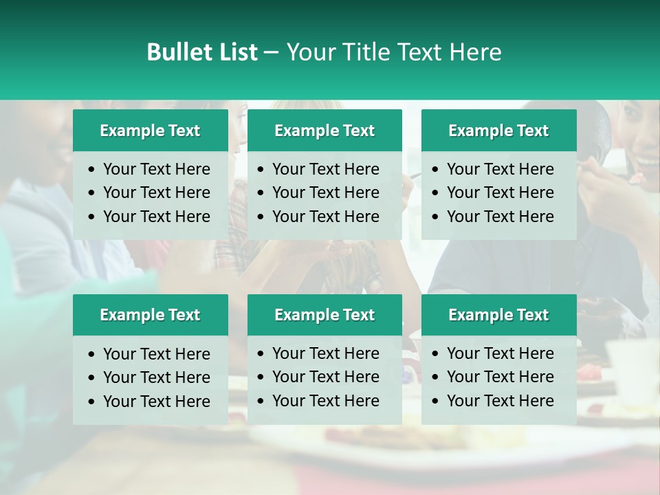 A Group Of People Sitting Around A Table Eating Food PowerPoint Template