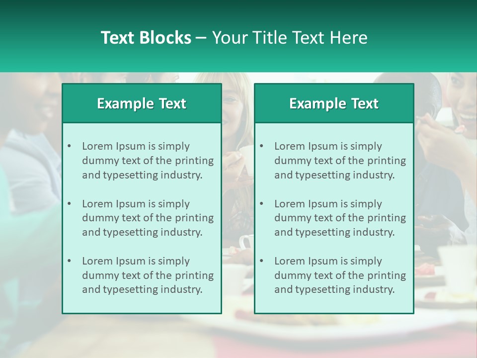 A Group Of People Sitting Around A Table Eating Food PowerPoint Template