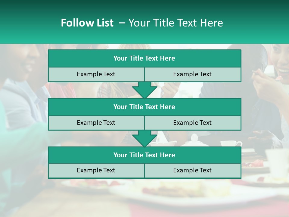 A Group Of People Sitting Around A Table Eating Food PowerPoint Template