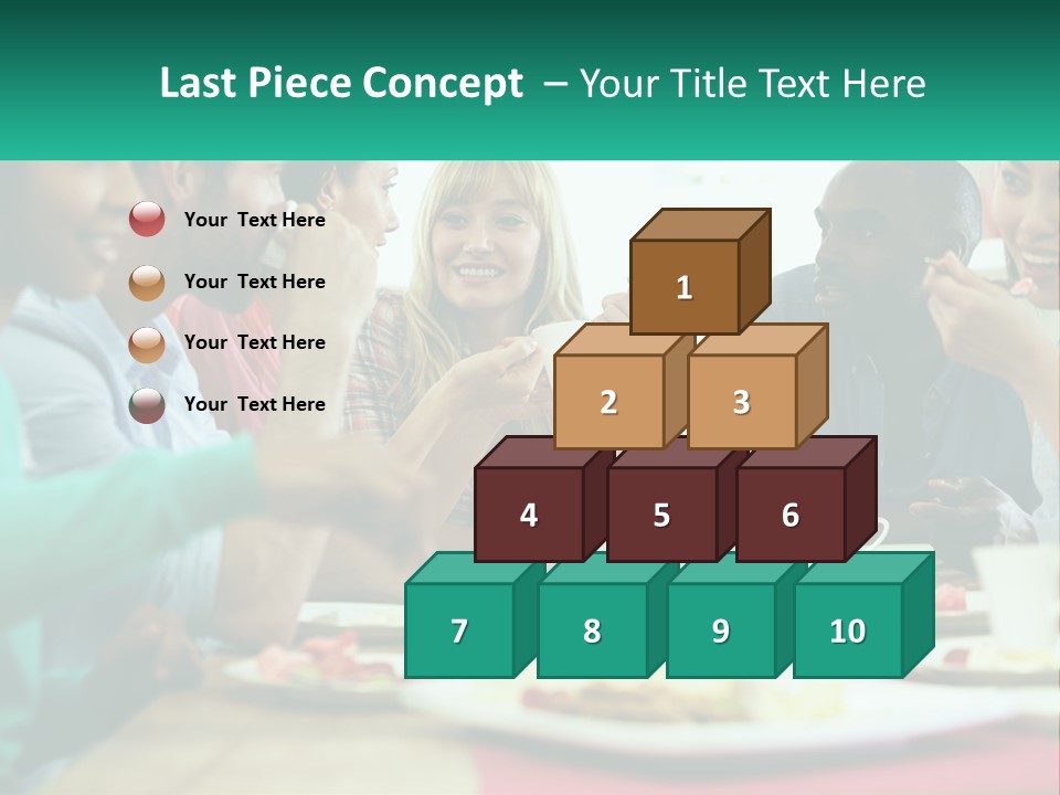 A Group Of People Sitting Around A Table Eating Food PowerPoint Template