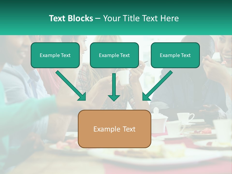 A Group Of People Sitting Around A Table Eating Food PowerPoint Template