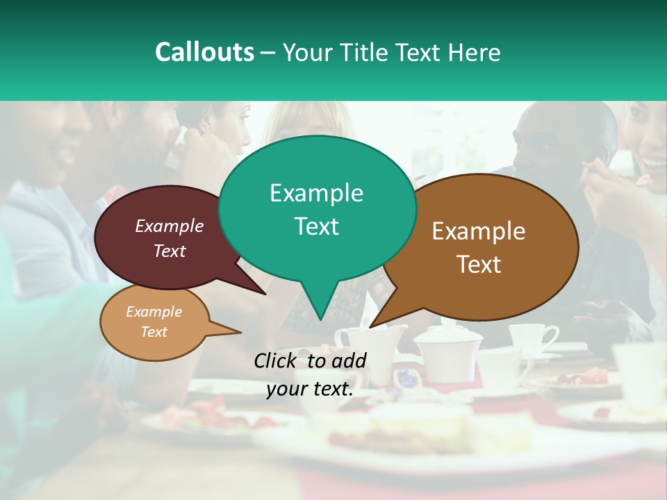 A Group Of People Sitting Around A Table Eating Food PowerPoint Template