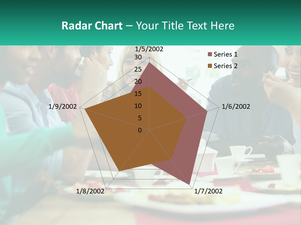 A Group Of People Sitting Around A Table Eating Food PowerPoint Template