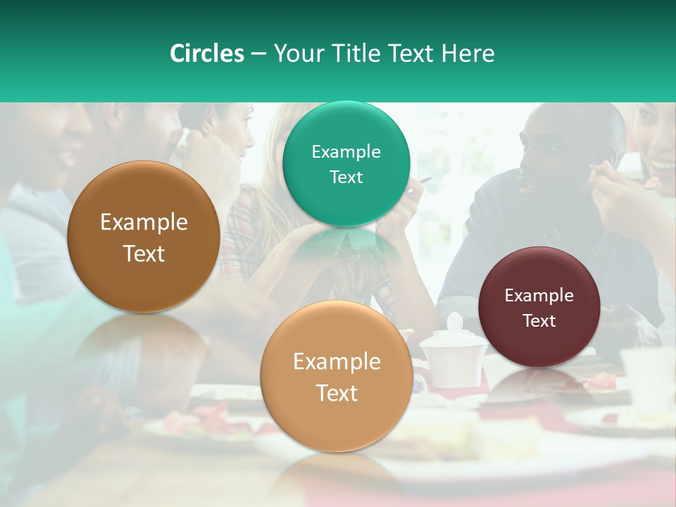 A Group Of People Sitting Around A Table Eating Food PowerPoint Template