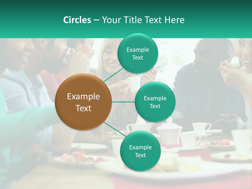 A Group Of People Sitting Around A Table Eating Food PowerPoint Template