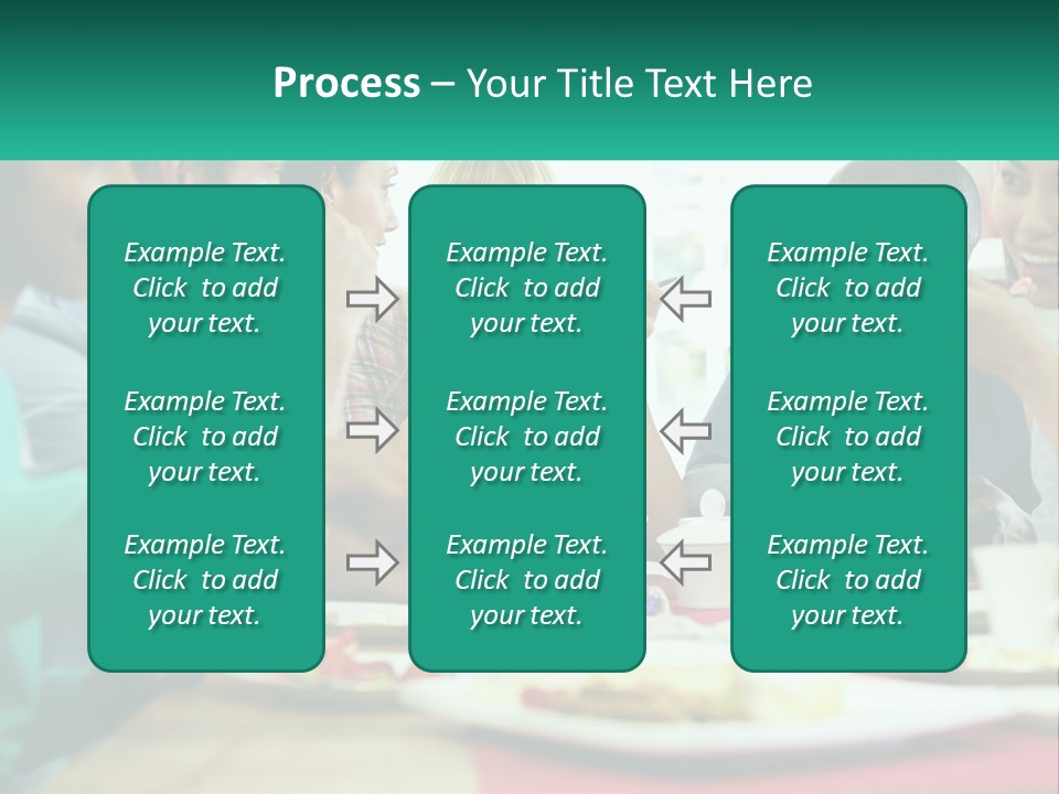 A Group Of People Sitting Around A Table Eating Food PowerPoint Template